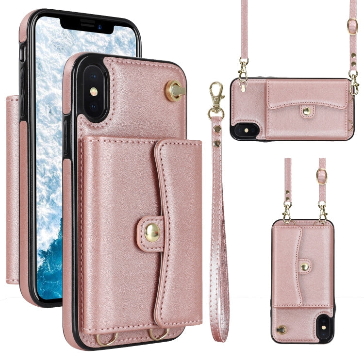 RFID Card Slot Phone Case with Long Lanyard, For iPhone XS Max, For iPhone 8 Plus / 7 Plus, For iPhone XR