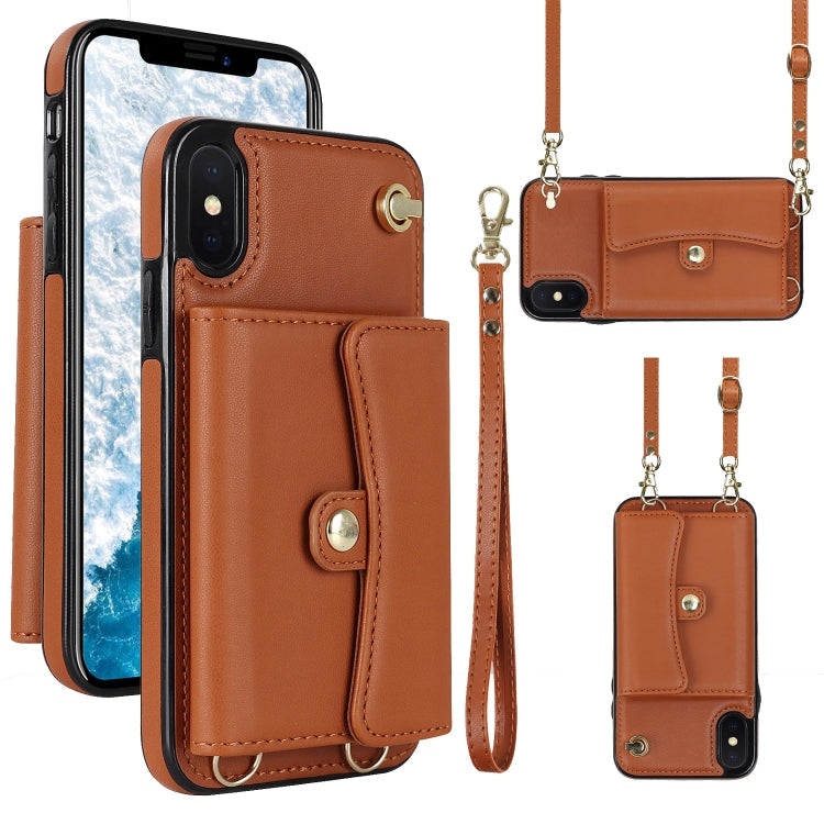 RFID Card Slot Phone Case with Long Lanyard, For iPhone XS Max, For iPhone 8 Plus / 7 Plus, For iPhone XR