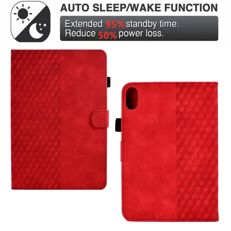 For iPad 10th Gen 10.9 2022 Rhombus Embossed Leather Smart Tablet Case(Red)