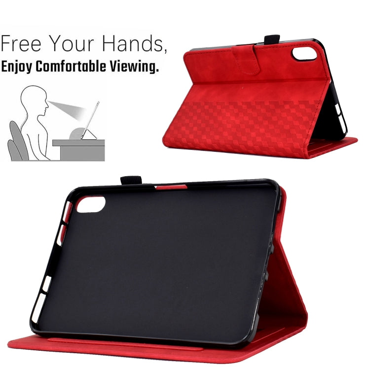 For iPad 10th Gen 10.9 2022 Rhombus Embossed Leather Smart Tablet Case(Red)