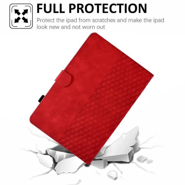 For iPad 10th Gen 10.9 2022 Rhombus Embossed Leather Smart Tablet Case(Red)