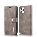 For iPhone 12 Pro Max DG.MING Crazy Horse Texture Detachable Magnetic Leather Case(Grey)