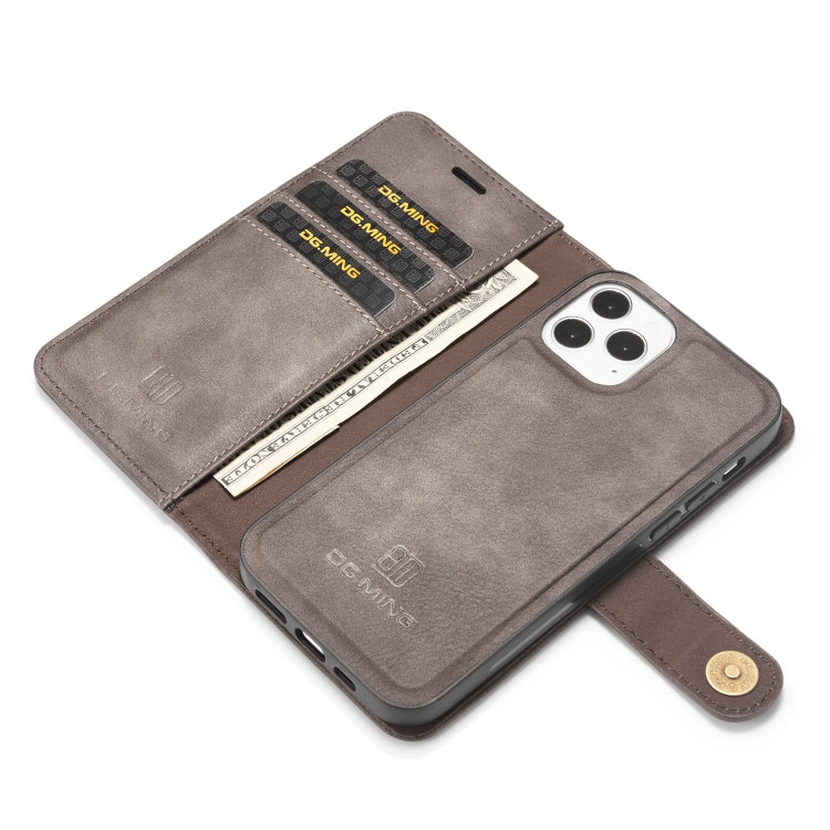 For iPhone 12 Pro Max DG.MING Crazy Horse Texture Detachable Magnetic Leather Case(Grey)