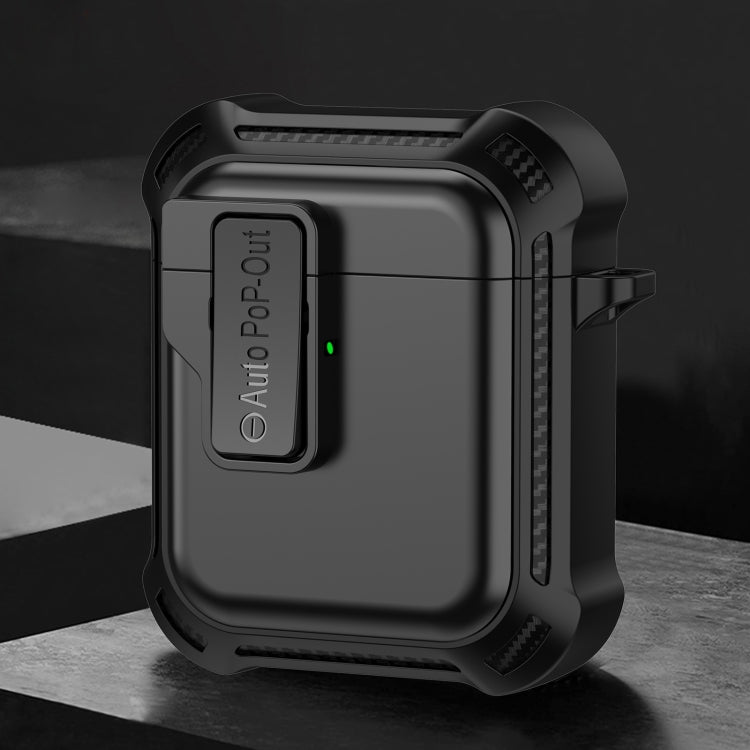 For AirPods 1 / 2 Signal Flag Wireless Earphones Case with Security Lock(Black)