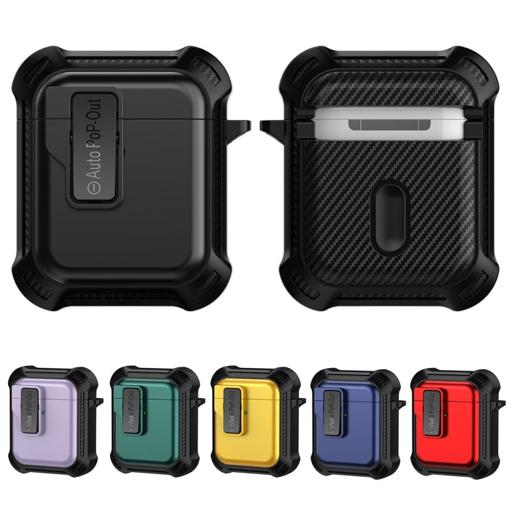 For AirPods 1 / 2 Signal Flag Wireless Earphones Case with Security Lock(Black)