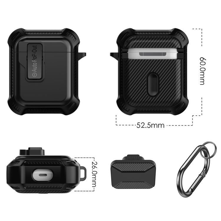 For AirPods 1 / 2 Signal Flag Wireless Earphones Case with Security Lock(Black)