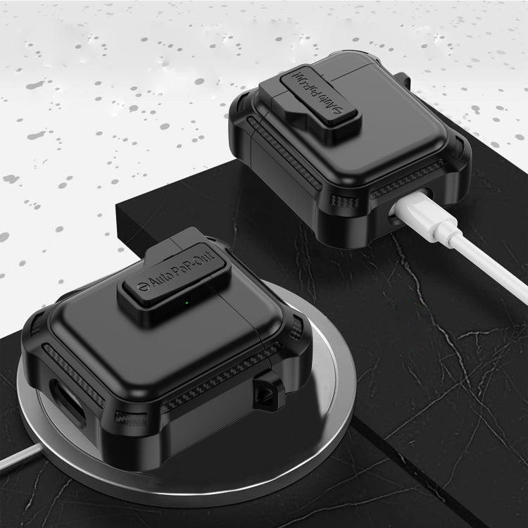 For AirPods 1 / 2 Signal Flag Wireless Earphones Case with Security Lock(Black)