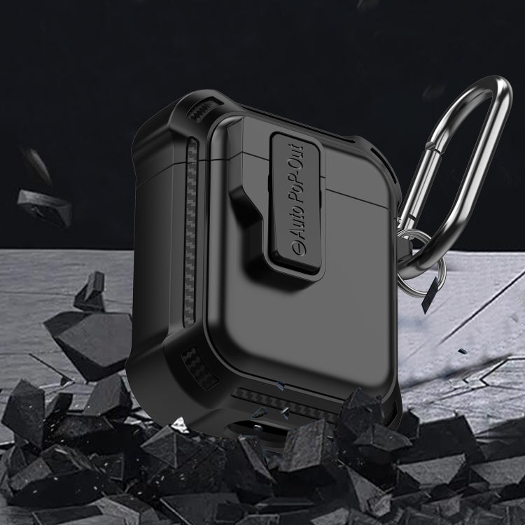For AirPods 1 / 2 Signal Flag Wireless Earphones Case with Security Lock(Black)