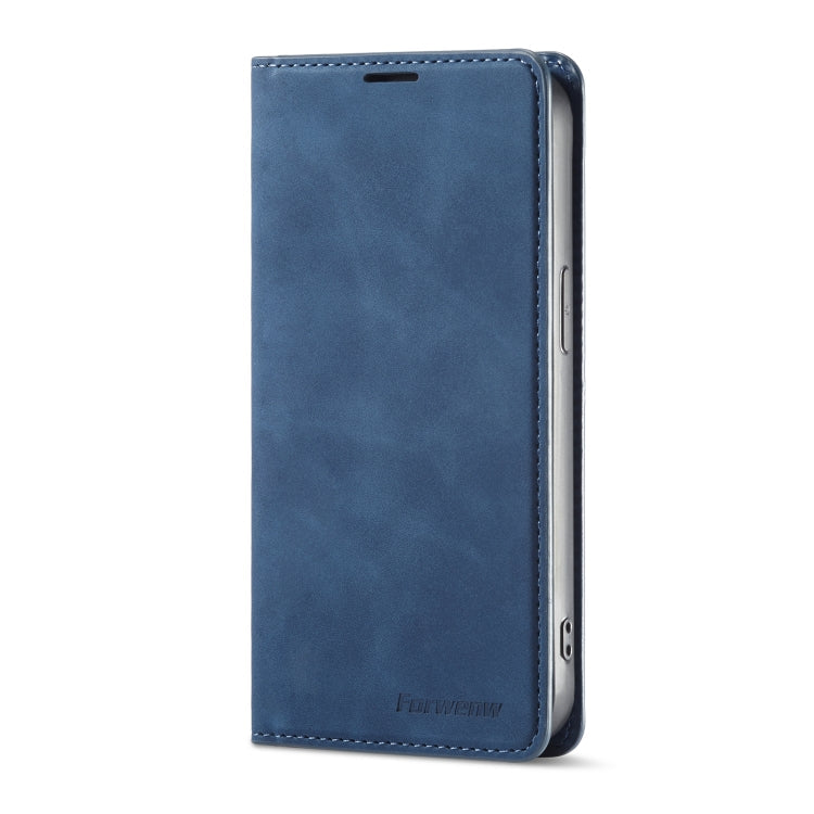 For iPhone 14 Pro Forwenw Dream Series Oil Edge Strong Magnetism Leather Phone Case(Blue)