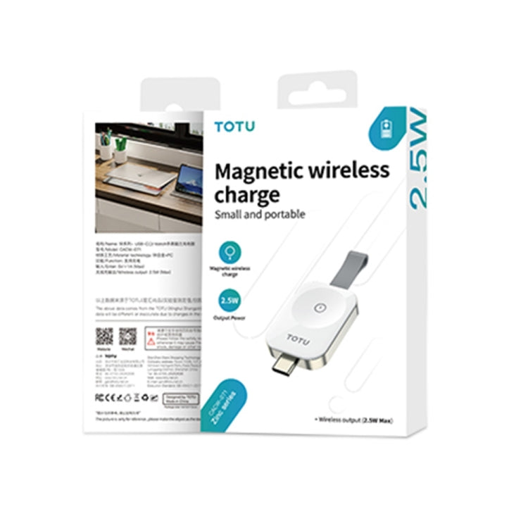 For Apple Watch TOTUDESIGN Watch Wireless Magnetic Charger, Interface:USB-C / Type-C(White)