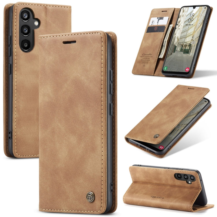 For Samsung Galaxy A34 5G CaseMe 013 Multifunctional Horizontal Flip Leather Phone Case(Brown)