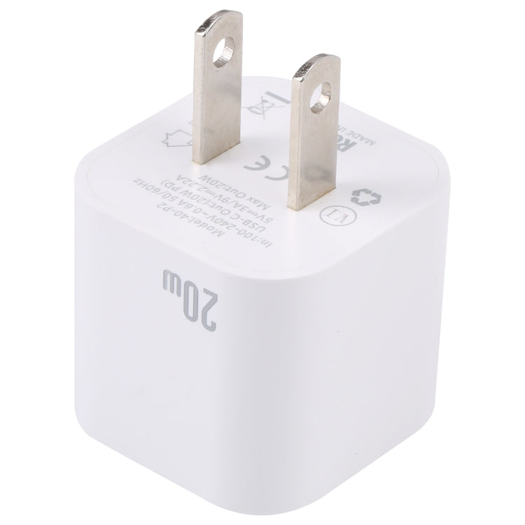 20W PD USB-C/Type-C Interface Fast Charging Charger, Specification: US Plug(White)