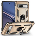For Google Pixel 7a Shockproof TPU  PC Phone Case with Holder(Gold)