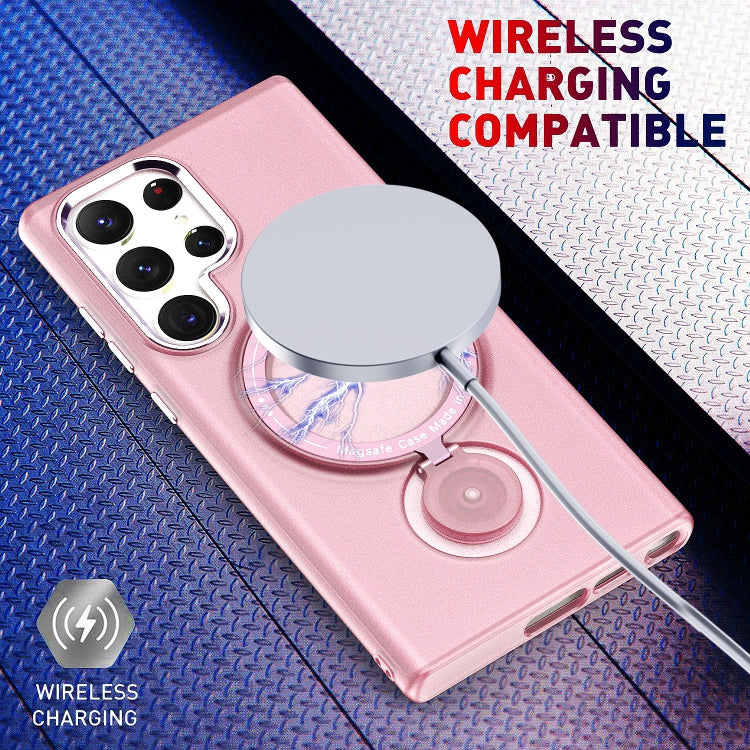 For Samsung Galaxy S23 Ultra 5G 360 Degree Rotation Holder MagSafe Magnetic Phone Case(Purple)