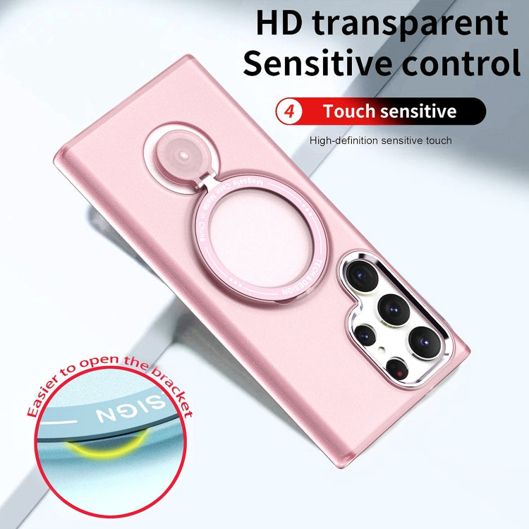 For Samsung Galaxy S23 Ultra 5G 360 Degree Rotation Holder MagSafe Magnetic Phone Case(Purple)