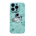 For iPhone 12 Pro Max Liquid Silicone Straight Side Phone Case(Green Astronaut)