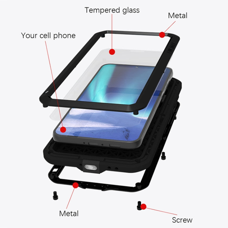 For Samsung Galaxy S23+ 5G LOVE MEI Metal Shockproof Life Waterproof Dustproof Phone Case(Silver)