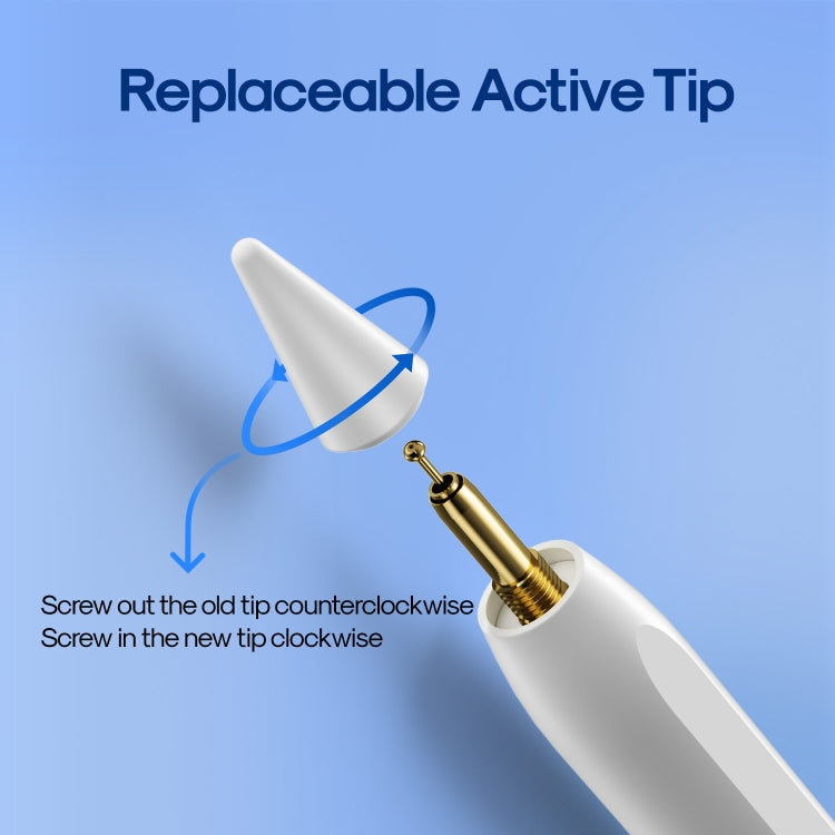 JOYROOM JR-X9S Aluminum Alloy Active Stylus Pen with Replacement Tips(White)