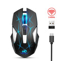 HXSJ T300 7 Keys 2400DPI 2.4G Colorful Luminous Wireless Mouse, T300 Black
