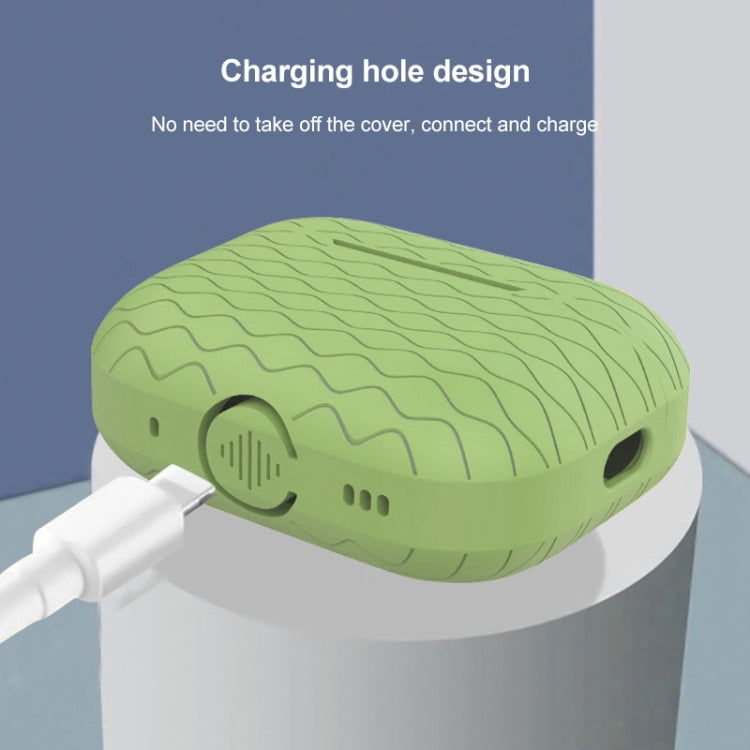 For AirPods Pro 2 Wave Pattern Silicone Earphone Case(Dark Green)
