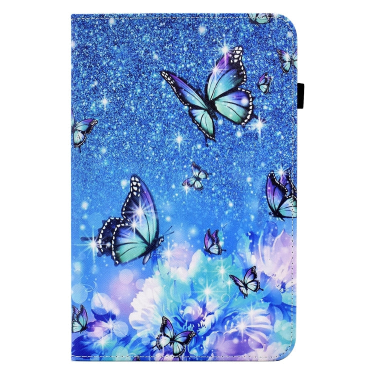 For Samsung Galaxy Tab A7 Lite T220 Colored Drawing Stitching Elastic Band Leather Tablet Case(Butterfly)