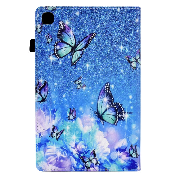 For Samsung Galaxy Tab A7 Lite T220 Colored Drawing Stitching Elastic Band Leather Tablet Case(Butterfly)