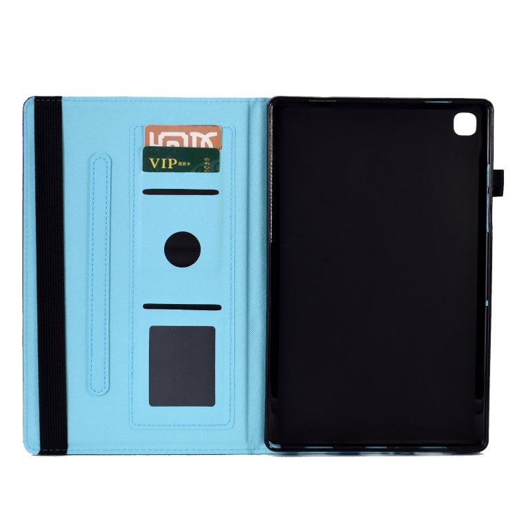 For Samsung Galaxy Tab A7 Lite T220 Colored Drawing Stitching Elastic Band Leather Tablet Case(Butterfly)