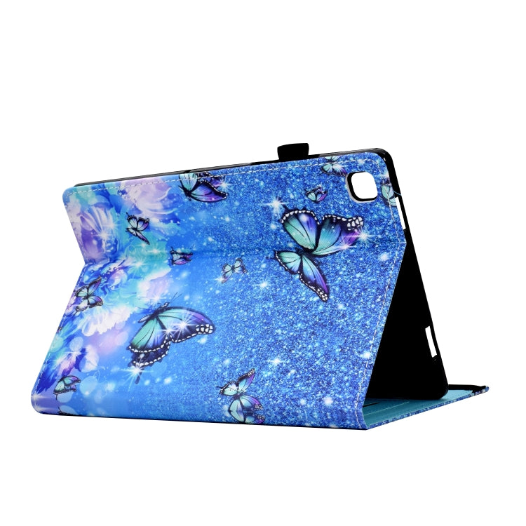 For Samsung Galaxy Tab A7 Lite T220 Colored Drawing Stitching Elastic Band Leather Tablet Case(Butterfly)