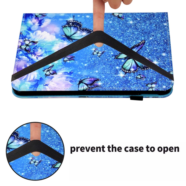 For Samsung Galaxy Tab A7 Lite T220 Colored Drawing Stitching Elastic Band Leather Tablet Case(Butterfly)