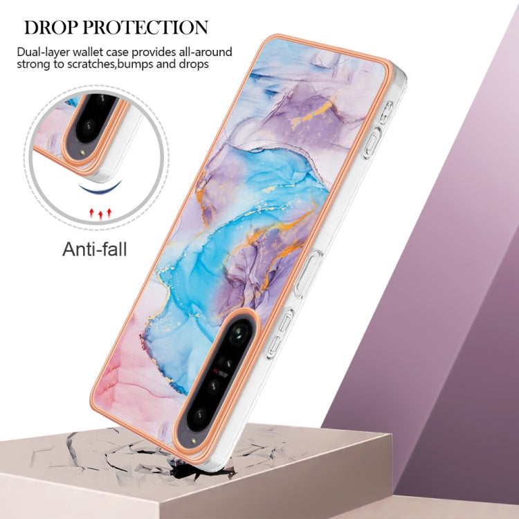 For Sony Xperia 1 IV Electroplating IMD TPU Phone Case(Blue Marble)