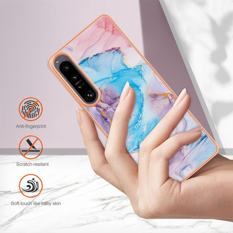 For Sony Xperia 1 IV Electroplating IMD TPU Phone Case(Blue Marble)