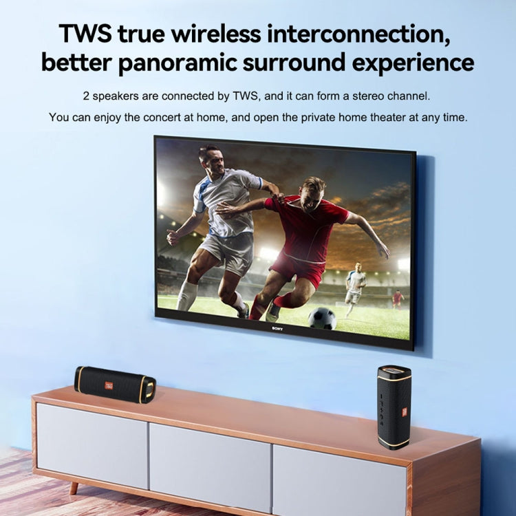 T&G TG375 Outdoor Portable LED Light RGB Wireless Bluetooth Speaker Subwoofer(Black)