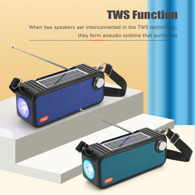 T&G TG637 Outdoor Portable Solar Power Wireless Bluetooth Speaker with FM / Flashlight / TF Card Slot(Blue)