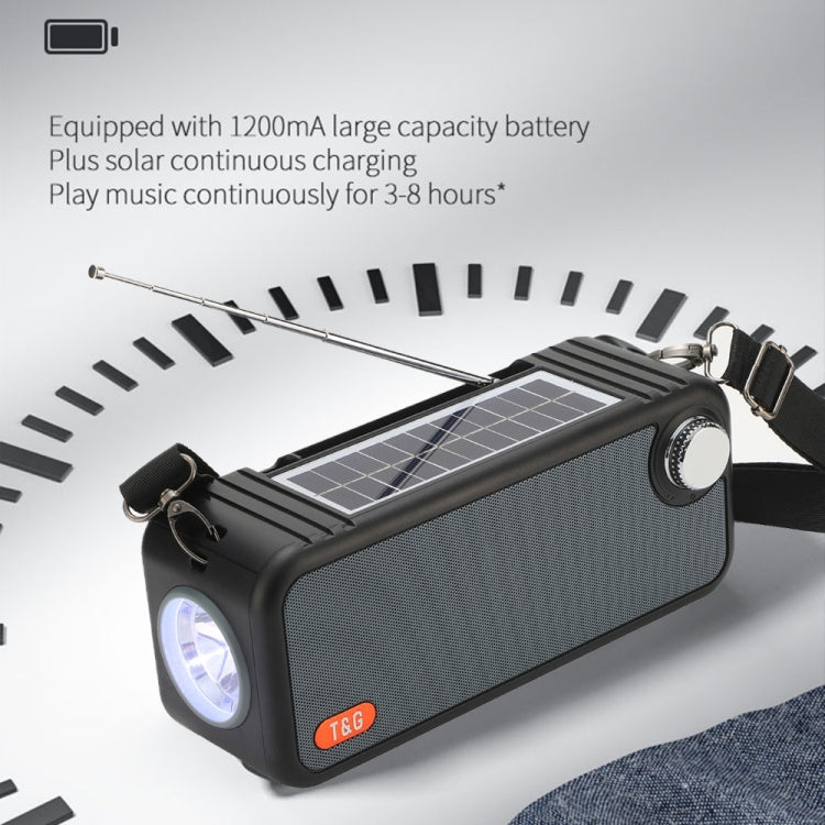 T&G TG637 Outdoor Portable Solar Power Wireless Bluetooth Speaker with FM / Flashlight / TF Card Slot(Blue)