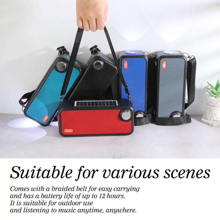 T&G TG637 Outdoor Portable Solar Power Wireless Bluetooth Speaker with FM / Flashlight / TF Card Slot(Blue)