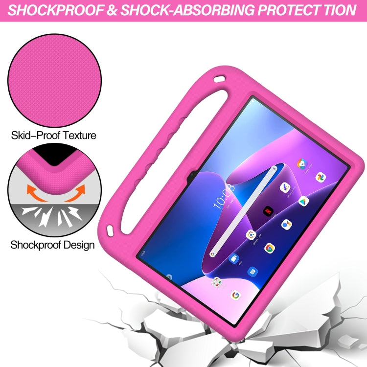 For Lenovo Tab M10 Plus 10.6 3rd Gen 2022 Handle EVA Shockproof Tablet Case with Holder(Rose Red)