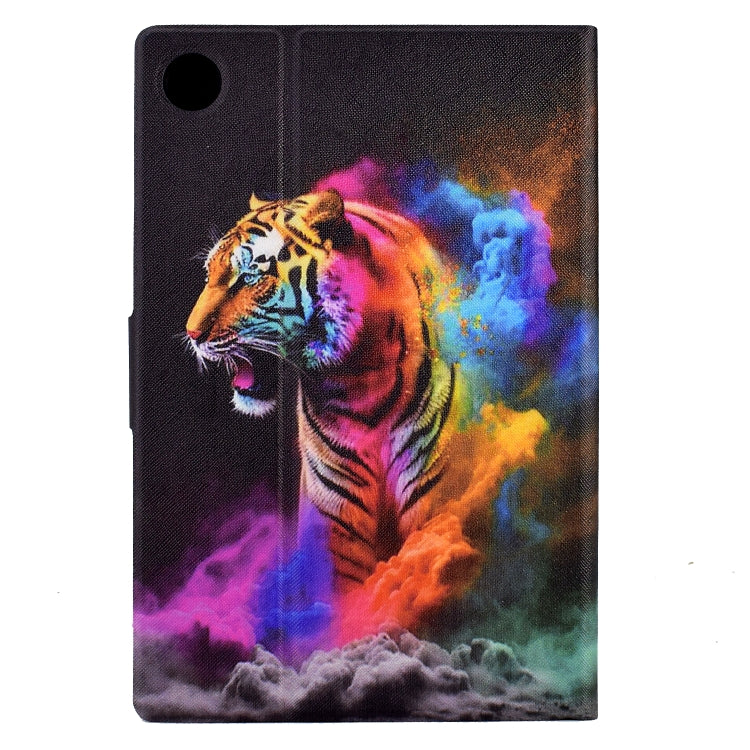 For Samsung Galaxy Tab A8 10.5 X205 / X200 Coloured Drawing Smart Leather Tablet Case(Tiger)