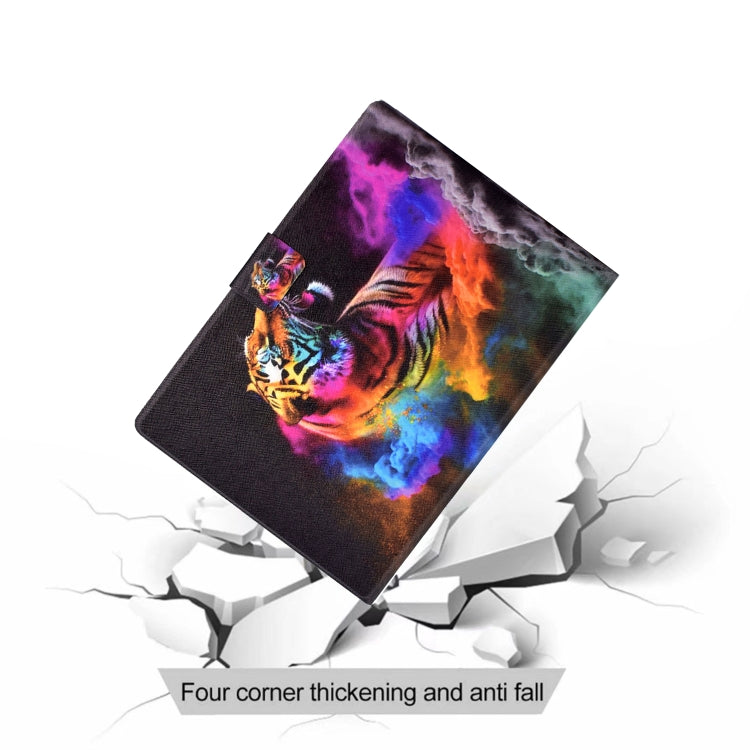For Samsung Galaxy Tab A8 10.5 X205 / X200 Coloured Drawing Smart Leather Tablet Case(Tiger)