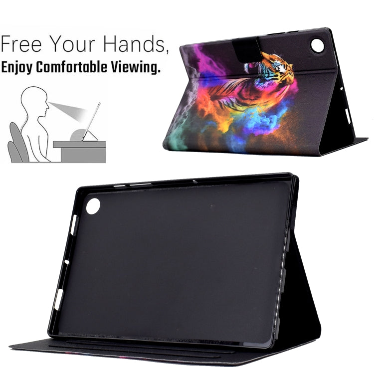 For Samsung Galaxy Tab A8 10.5 X205 / X200 Coloured Drawing Smart Leather Tablet Case(Tiger)