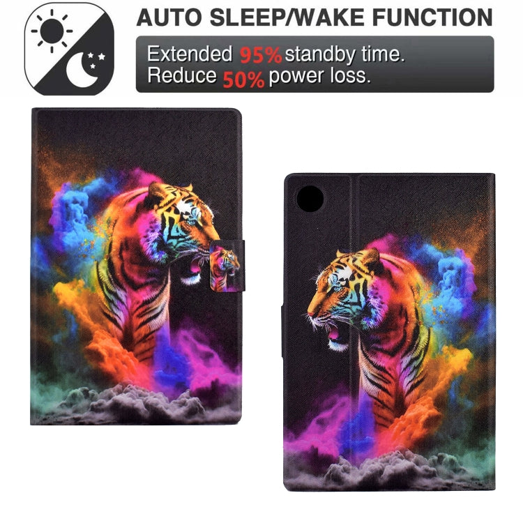 For Samsung Galaxy Tab A8 10.5 X205 / X200 Coloured Drawing Smart Leather Tablet Case(Tiger)