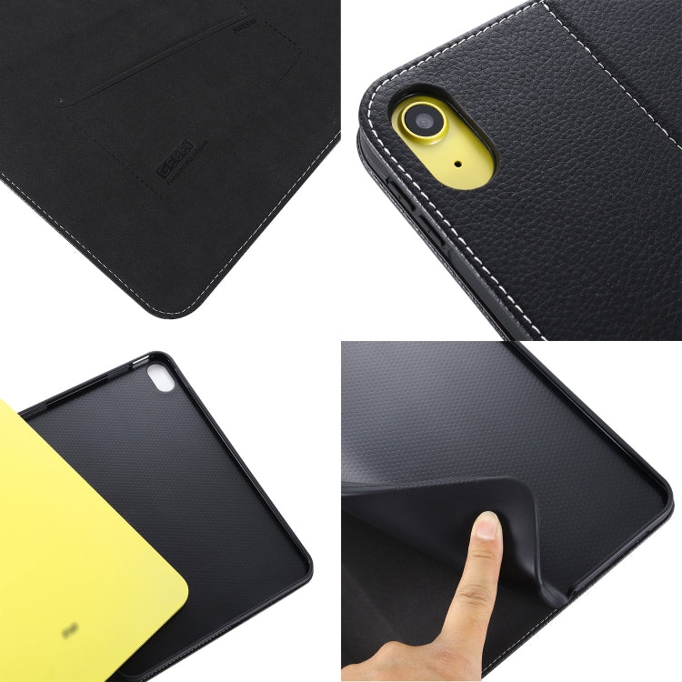 For iPad 10th Gen 10.9 2022 GEBEI Silk Texture Flip Tablet Leather Case(Black)