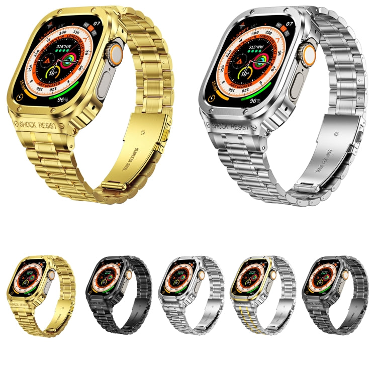 Metal Integrated Watch Protective Case For Apple Watch Series 8&7 45mm(Gold)