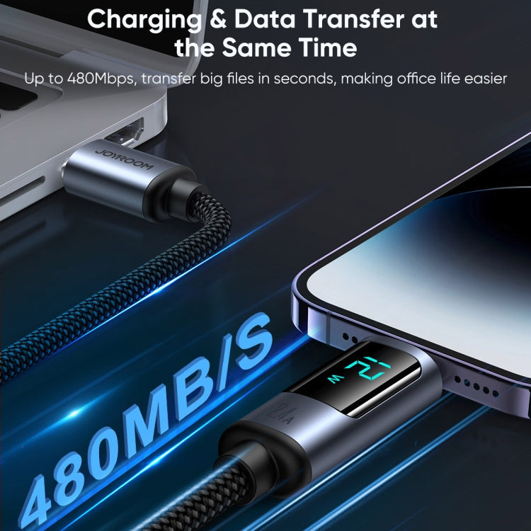 JOYROOM S-AL012A16 2.4A USB to 8 Pin Digital Display Fast Charging Data Cable, Length:1.2m(Black)