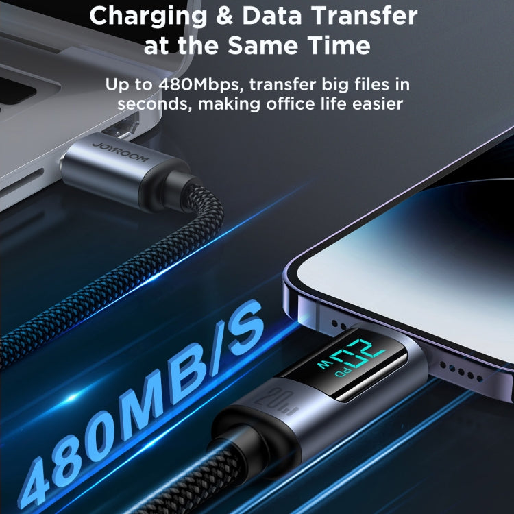 JOYROOM S-CL020A16 20W USB-C / Type-C to 8 Pin Digital Display Fast Charging Data Cable, Length:1.2m(Black)