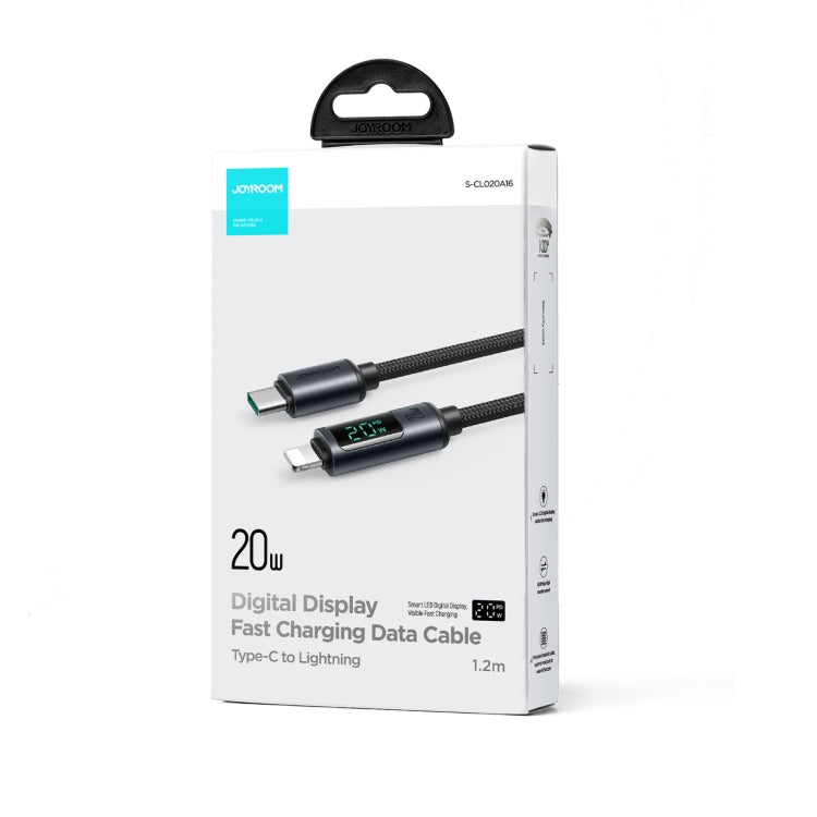 JOYROOM S-CL020A16 20W USB-C / Type-C to 8 Pin Digital Display Fast Charging Data Cable, Length:1.2m(Black)