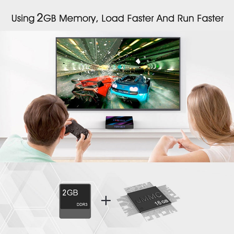 H96 Max-3318 4K Ultra HD Android TV Box with Remote Controller, Android 10.0, RK3318 Quad-Core 64bit Cortex-A53, 2GB+16GB, Support TF Card / USBx2 / AV / Ethernet, Plug Specification:UK Plug
