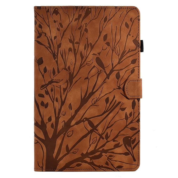 For Samsung Galaxy Tab A 10.1 2019 Fortune Tree Pressure Flower PU Tablet Case(Brown)