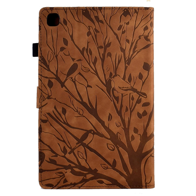 For Samsung Galaxy Tab A 10.1 2019 Fortune Tree Pressure Flower PU Tablet Case(Brown)