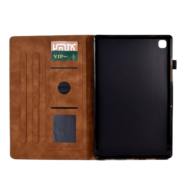 For Samsung Galaxy Tab A 10.1 2019 Fortune Tree Pressure Flower PU Tablet Case(Brown)