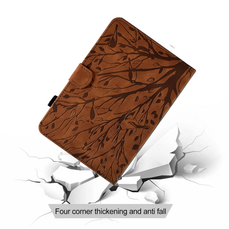 For Samsung Galaxy Tab A 10.1 2019 Fortune Tree Pressure Flower PU Tablet Case(Brown)